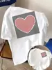 Camiseta de verano para hombre de talla europea transpirable con rayas azules y estampado de corazón rojo