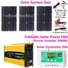 Panel solar 75W portátil para exteriores sistema de almacenamiento de energía solar set inversor 4000W controlador