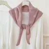 Chal Triangular Tejido de Lana de Color Puro Hueco Estilo Coreano para Mujer Moda Otoño/Invierno Versátil para Superponer Cárdigan Pequeño