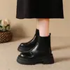 Botas Martin Retro Inverno 2026 para Mulheres, Estilo Britânico, Baixas, Sola Grossa, Forradas com Lã, Cano Curto Ajustadas, Botas Meia-Calça Bico Redondo
