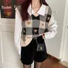 Nuevo Chaleco de Punto Estilo Universitario Holgado en Capas Retro Moda Chaleco Exterior Chaleco de Otoño e Invierno Chaleco Suéter para Mujer