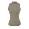 Top de tirantes ajustado adelgazante elástico con cuello semi-alto puramente seductor para mujer, Camiseta básica sexy ajustada de chica popular Otoño 2026