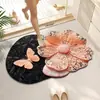 Tapete de piso de tierra de diatomeas con diseño de mariposa y flores, absorbente de agua y resistente a la suciedad, adecuado para puertas de entrada, fácil de limpiar, tapete antideslizante para uso doméstico