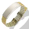 Pulsera de Tubo Curvo Liso de Acero Inoxidable de Venta Caliente Transfronteriza, Personalizable con Texto Grabado, Correa de Reloj Texturizada Inspiradora Personalizada para Hombre, Accesorio de Mano de Acero de Titanio