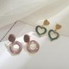 Nuevos pendientes redondos de plata S925 con diseño de aguja, color azul y gris, con un toque de amor, joyería de nicho combinable, B348