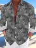 Nueva Camisa Casual de Manga Larga Transfronteriza Europea y Americana 2024 Estampado de Tortuga Manga Larga Hawaiana Explosiones Transfronterizas