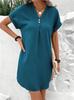 Vestido de punto de color sólido con cuello en V para mujer europeo y americano transfronterizo 2025 Nuevo Amazon cómodo casual con botones