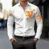 Camisa Masculina de Manga Longa para Comércio Exterior 2026 Novo Estilo Amazon Masculina Europeia Estampa Floral Gola Lapela Manga Longa