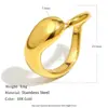 Aço Titânio Europeu e Americano Moda Transfronteiriça Nicho Design Geométrico Aço Inoxidável Banhado a Ouro 18K Anel Irregular Torcido para Mulheres