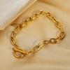 Moda europeia e americana clássica pulseira de ouro pulseira clipe de papel ponteira OT banhada a ouro aço inoxidável pulseira de corrente oval para mulheres