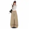 Jeans rectos de cintura alta color café estilo americano para mujer, nuevos, de corte holgado, adelgazantes, de pierna ancha, largos hasta el suelo