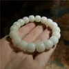 Raíz de Bodhi de Jade Blanco Círculo Único Estilo Antiguo Cuentas de Barril Hilo Liso y Otros Ricos y Diversos Exquisitos y Hermosos Pulseras de Bodhi Venta al por Mayor