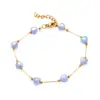 Pulseira Europeia e Americana de Aço Titânio com Contas de Pedra Britada Cor de Coração de Alta Qualidade Aço Inoxidável Pulseira Design de Nicho