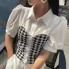 Diseño de Costura en el Hombro Sentido de la Moda Manga Corta Mujer Tendencia Artística Versátil Simple Popular Nuevo Estilo Temperamento Manga Media Suéter de Punto