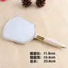 Espejo de Madera Portátil, Suministros para Tatuajes y Bordado, Espejo Redondo de Mano Estilo Europeo para Salón de Belleza, Espejo de Maquillaje, Espejo con Mango