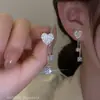 Pendientes de Plata 925 con Cierre de Mariposa, Doble Uso, Tono Dorado, Forma de Corazón, Pendientes Largos con Borlas Elegantes de Lujo Ligero para Mujer