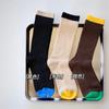 Calcetines de mujer tipo tubo con combinación de colores, medias, calcetines retro Joker de canalé, calcetines de punto de hilo grueso, calcetines de algodón, venta al por mayor, calcetines Zhuji