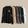 Camisa de Abrigo de Otoño para Hombre, Capa Interior Cálida de Doble Cara de Terciopelo Cepillado de Color Sólido, Cuello Medio Alto, Manga Larga, Camisa Base Engrosada para Otoño e Invierno