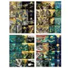 64 Peças de Pinturas de Paisagem com Tinta Fluida, Adesivos de Grafite com Belas Concepções Artísticas, Malas Copos de Água Adesivos para Patinete Venda por Atacado