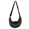 Bolso de mezclilla a cuadros Moda para mujer Nuevo bolso media luna Personalizado Versátil Bolso de axila Gran capacidad Un solo hombro Bandolera