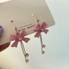 Nuevos pendientes de borla con lazo para niña, elegantes y a la moda, con un diseño de nicho de gran sentido, pendientes frescos de moda femenina.
