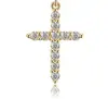 Não desbota ~ Colar de prata de lei S925 com cruz cravejada de diamantes Colar Hip Hop Americano Coringa Design de nicho