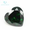 Circonita verde oscuro en forma de corazón 5A, piedra desnuda sintética con fondo puntiagudo, piedra blanca esmeralda en forma de corazón, circonita CZ