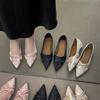 Zapatos Planos de Invierno 2025 Estilo Coreano Dulce con Lazo Suela Suave para Mujer, Punta Fina, Escotados, Modernos, Cómodos
