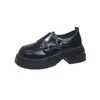 Mocasines de Suela Gruesa para Mujer 2026 Otoño Nuevo Estilo Británico Retro Zapatos de Una Sola Pieza Versátiles Hebilla Slip-on Zapatos Pequeños de Cuero