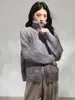 Suéter de punto con cremallera de cuello alto y estampado estilo coreano para mujer, principios de otoño 2026, cárdigan corto de punto holgado, chaqueta de estilo casual