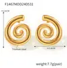 Pendientes de hilo giratorio con baño de oro de 18 quilates y acero de titanio de moda, con diseño creativo de colores empalmados, pendientes que no se decoloran.