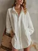 Camisa de diseño plisado con cuello, simple y elegante, para cruzar fronteras europeas y americanas 2026, elegante para ir al trabajo, holgada y con caída, top versátil