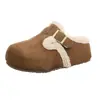 Birkenstocks para mujer con aumento de altura oculto 2026 nuevo estilo popular zapatos de algodón de invierno con felpa añadida felpa gruesa zapatillas de media punta cerradas estilo mujer