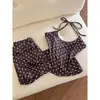 Camisón de Lunares con Cuello Halter Estilo Chica Picante Estilo Americano para Mujer, Nuevo Conjunto de Shorts Casuales de Cintura Alta 2026
