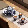 Nuevo Estilo Chino Regalo del Día Nacional Dragón de Plata Dorado Tetera Tres Tazas Juego de Té Caja de Regalo de Alta Gama Juego de Té Kung Fu Entrega
