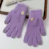 Guantes de Dedos Divididos Invierno para Mujer Nuevos Engrosados Cálidos Color Puro Lindos Estudiante Ciclismo Resistentes al Frío Tacto Lana Pantalla Táctil Guantes para Mujer