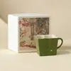 Taza de Té de Cerámica Verde Mandarina del Fabricante con Acentos Dorados, Taza Especial de Maestro, Juego de Té Personal para Mujeres, Taza de Degustación, Recipiente para Té