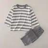 Conjunto de Ropa de Casa para Estudiante Adolescente Pijama Infantil de Modal Antibacteriano Ropa para Niños de Manga Larga y Pantalón Largo Tallas Mediana y Grande