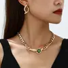 Collar de cadena de perlas metálicas con forma de serpiente europea y americana transfronteriza de dragón, alto sentido del diseño, hip hop, viento frío, collar de dama