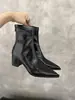 Nueva colección otoño/invierno 2025: Botines de tacón medio, estilizados, con tacón grueso, punta fina y cremallera trasera, botas versátiles de tacón alto para mujer
