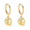 Pendientes de Acero Inoxidable Chapado en Oro 18K con 26 Letras, Pendientes de Zirconia con Forma de Ola de Lujo, Pendientes Elegantes