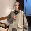 Camisa Falsa de Dos Piezas de Manga Larga para Hombre 2024 Nueva Primavera y Otoño Rayas Retro Top Oversize Chaqueta para Adolescentes