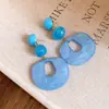 Pendientes Colgantes Ovalados de Acrílico con Aguja de Plata Pendientes de Botón Frescos Dulces de Alta Gama Estilo Atmósfera Europea y Americana