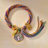 Cuerda de Mano Xizang Tejida a Mano Recurrente Cuerda de Mano Pequeña Pulsera Thangka Cuerda Thangka Dios de la Riqueza Madre Verde Zakilam