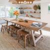 Madera Chopo Hombre Estilo Industrial Americano Madera Maciza Total Mesa de Comedor para el Hogar Hotel Alojamiento Rural Mesa de Comedor Rectangular Retro y Combinación de Sillas
