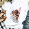 Camiseta Base Fashion Retro de Verão para Família Combinando Tamanho Plus Size Gola Redonda Ombro Normal Manga Curta