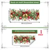 Rama de pino navideño con lazo Colgante Calcetín navideño de dibujos animados Hombre de jengibre Pegatina para ventana Decoración del hogar Pegatina electrostática para vidrio