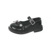 Outono 2026 Novo Estilo Sapatos Pretos de Couro para Meninas Moda Infantil Mocassins de Performance com Laço para Crianças Pequenas