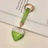 Chaveiro de Carro Criativo com Coração em Gradiente de Strass Completo Pingente Estilo Ins Coração de Pêssego Incrustado com Strass Acessórios para Bolsa Chaveiro