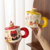 Taza de Gato de Dibujos Animados Taza de Cerámica Taza para Pareja Taza para Agua Caja de Regalo Cerámica con Tapa Alto Valor de Color Taza de Café para Oficina